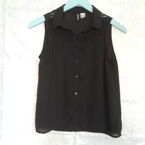 H&M Divided Sheer Button Down Blouse